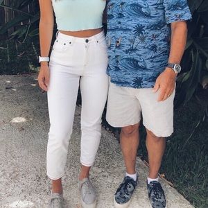 ASOS white contrast stitch high rise jeans